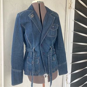 Belted Denim Short Trench Coat